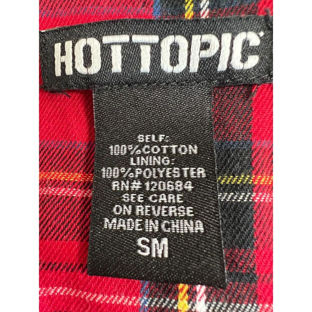 Hot Topic Plaid O-Ring Skirtall Overall Dress Womens Small Pockets Red Black - Picture 12 of 13